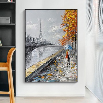Landscapes Painting - Paris street scene 01 urban cityscape
